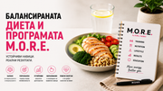 Балансираната диета и програмата M.O.R.E. – банер за статия, представящ философията на Кирил Танев за устойчиво хранене, персонален подход, здравословни навици и дългосрочни резултати