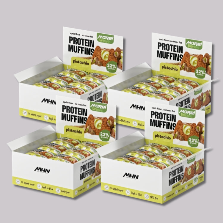 MORE Delicious Protein Muffin Pistachio - Протеинов мъфин без захар с крем шам-фъстък, 60 г - GetMorePower.bg